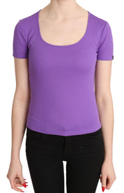Chemisier violet à manches courtes 100 % polyester