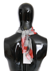 Écharpe grise de marque rouge 100 % soie