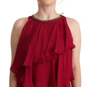 Orchid Silk Sleeveless Long Maxi Ruffle Shift Dress