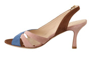 Multicolor Suede Leather Slingback Heels Sandals Shoes
