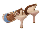 Multicolor Suede Leather Slingback Heels Sandals Shoes