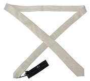 Off White Silk Men Necktie Adjustable Accessory Tie