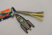 Multicolor Rocket Ship Silver Tone Metal Keychain