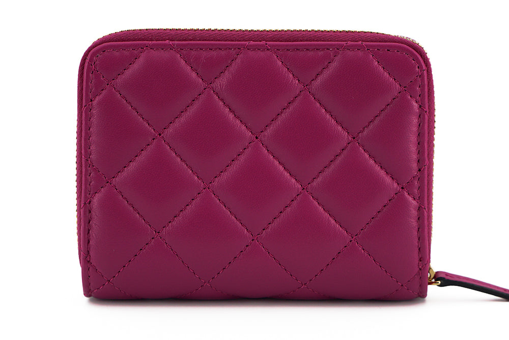 Bifold-Geldbörse aus violettem Nappaleder mit umlaufendem Reißverschluss