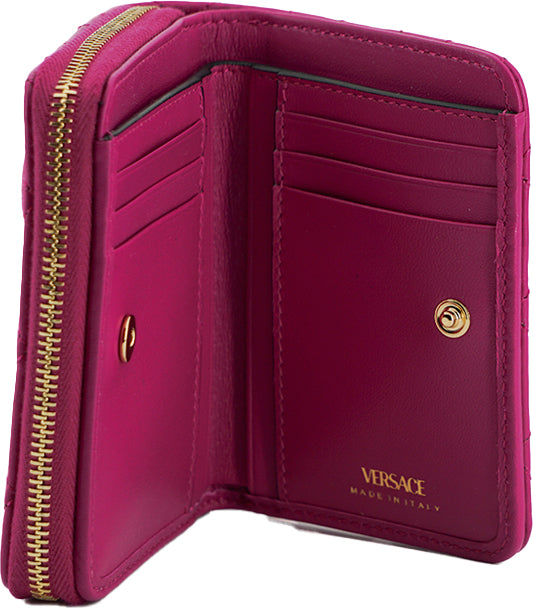 Bifold-Geldbörse aus violettem Nappaleder mit umlaufendem Reißverschluss