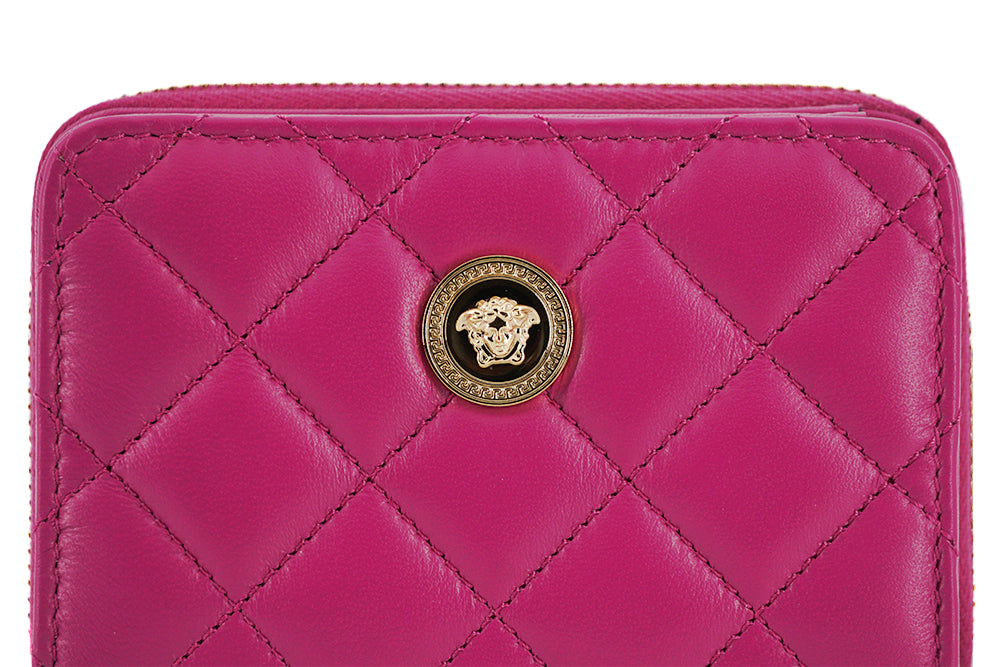 Bifold-Geldbörse aus violettem Nappaleder mit umlaufendem Reißverschluss