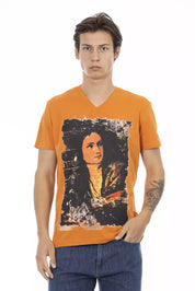 Orange Cotton Men's V-Neck T-Shirt