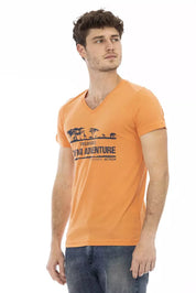 Orange Cotton Men's V-Neck T-Shirt
