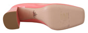 Escarpins à talons blocs en cuir verni rose classique