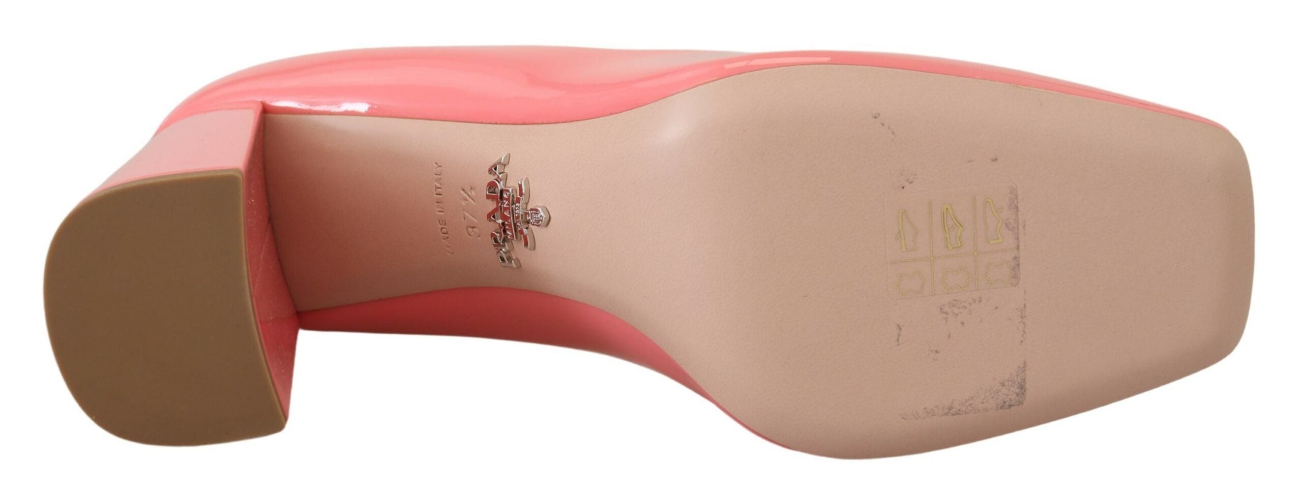 Escarpins à talons blocs en cuir verni rose classique
