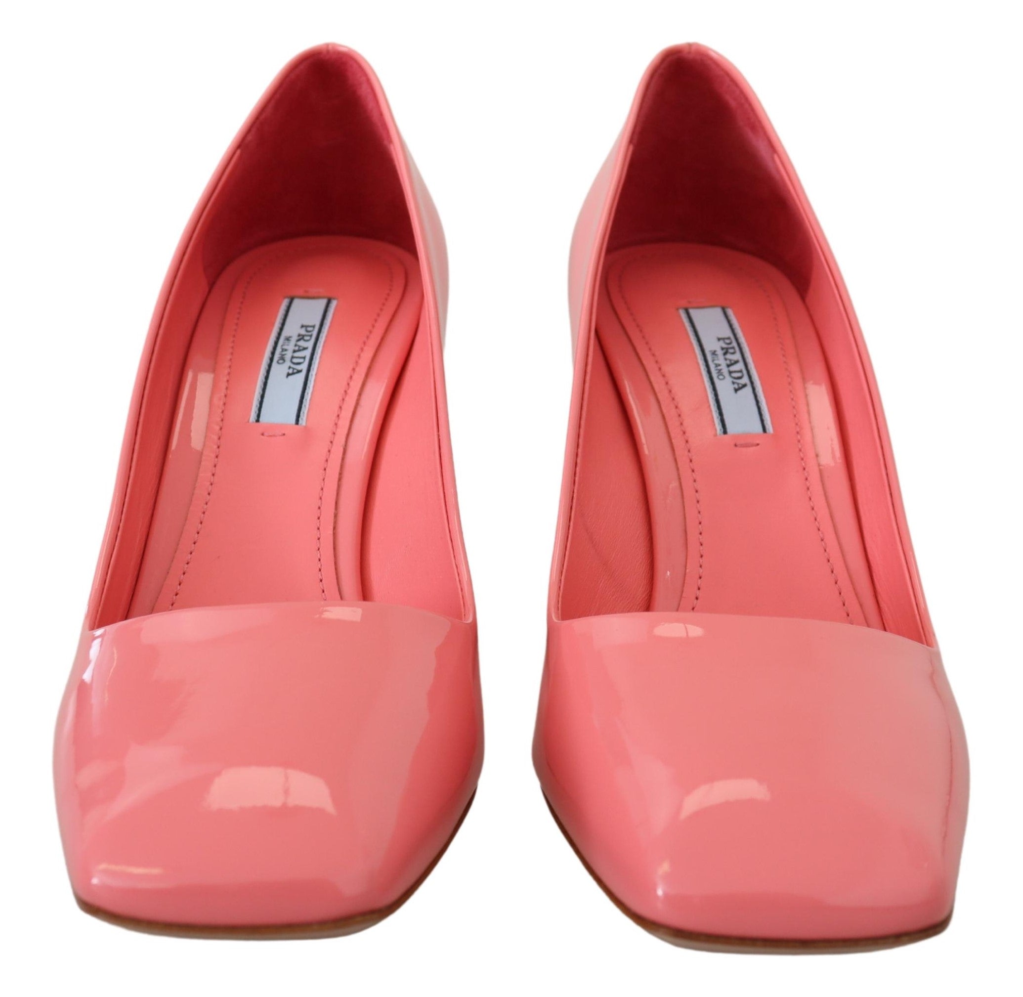Escarpins à talons blocs en cuir verni rose classique