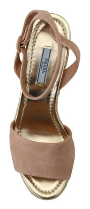 Sandales à bride cheville en cuir suédé rose