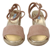 Sandales à bride cheville en cuir suédé rose