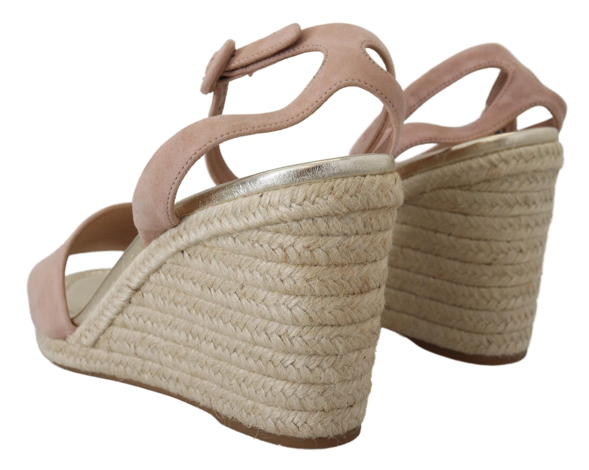 Sandales à bride cheville en cuir suédé rose