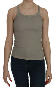 Beigefarbene, ärmellose Tank-Bluse mit Spaghettiträgern