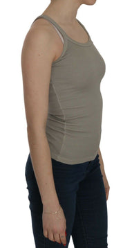 Beigefarbene, ärmellose Tank-Bluse mit Spaghettiträgern
