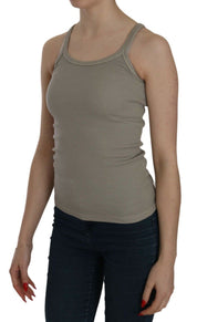 Beigefarbene, ärmellose Tank-Bluse mit Spaghettiträgern