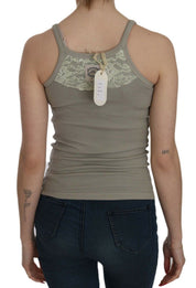 Beigefarbene, ärmellose Tank-Bluse mit Spaghettiträgern