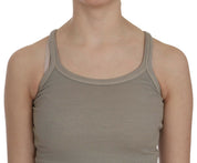 Beigefarbene, ärmellose Tank-Bluse mit Spaghettiträgern