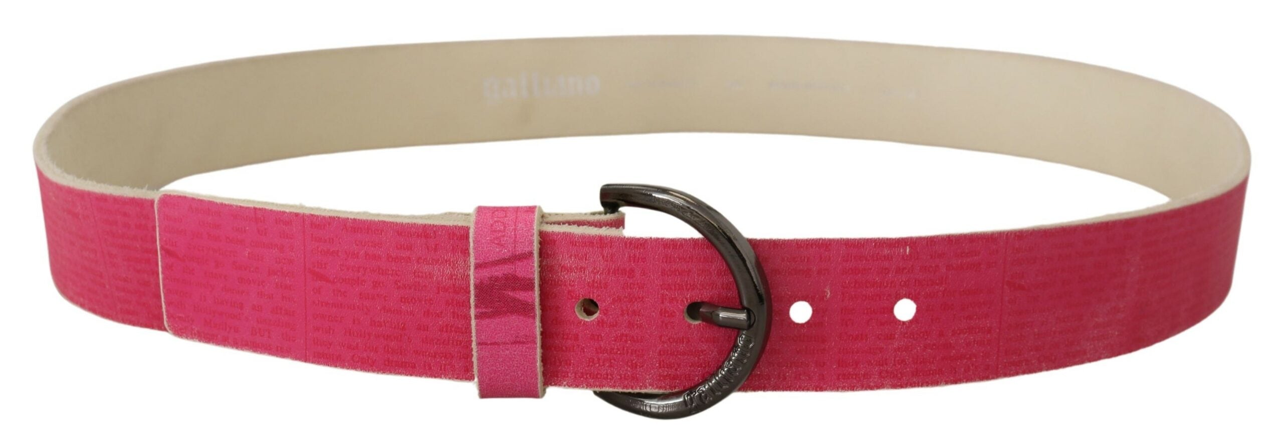 Ceinture en cuir rose à boucle ronde avec logo et lettre