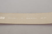 Ceinture en cuir rose à boucle ronde avec logo et lettre