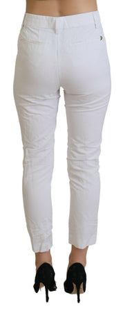 Pantalon femme fuselé taille haute blanc
