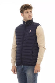 Blue Polyamide Men's Quilted Vest