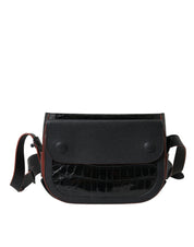 Black Exotic Leather Shoulder Crossbody Camera Bag