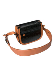 Black Brown Exotic Skin Leather Shoulder Camera Purse Bag