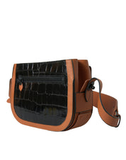 Black Brown Exotic Skin Leather Shoulder Camera Purse Bag