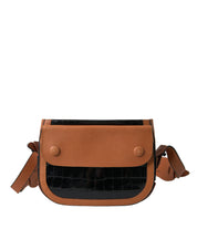 Black Brown Exotic Skin Leather Shoulder Camera Purse Bag