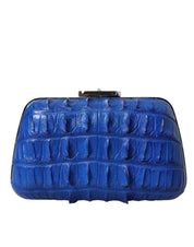 Blue Exotic Skin Leather Shoulder Crossbody Box Clutch Bag