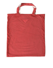 Red Jersey Fabric Logo Shoulder Shopping Tote Bag