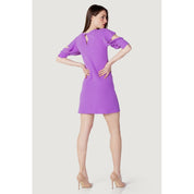 Purple Polyester Midi Dress
