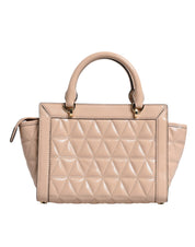 Peach Quilted Leather Logo Crossbody VIVIANNE Messenger Bag