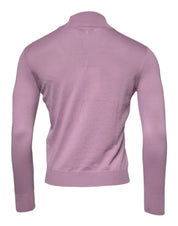 Purple Wool Knit Turtle Neck Long Sleeve Pullover Sweater