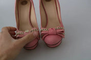 Pink Bow Stiletto Heel Pumps Shoes