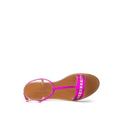 Purple Leather Flat Sandals