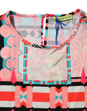 Multicolor Print Short Sleeves Women Blouse Top