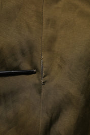 Olive Green Viscose A-line High Waist Midi Skirt