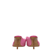 Pink Leather Stiletto Heel Sandals