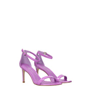 Purple Leather Stiletto Heel Sandals