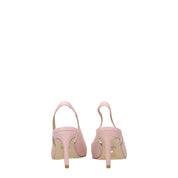 Pink Leather Mid Heel Pumps