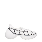 White Fabric Low Top Sneakers