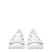 White Fabric Low Top Sneakers