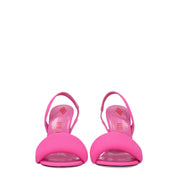 Pink Fabric Stiletto Heel Sandals