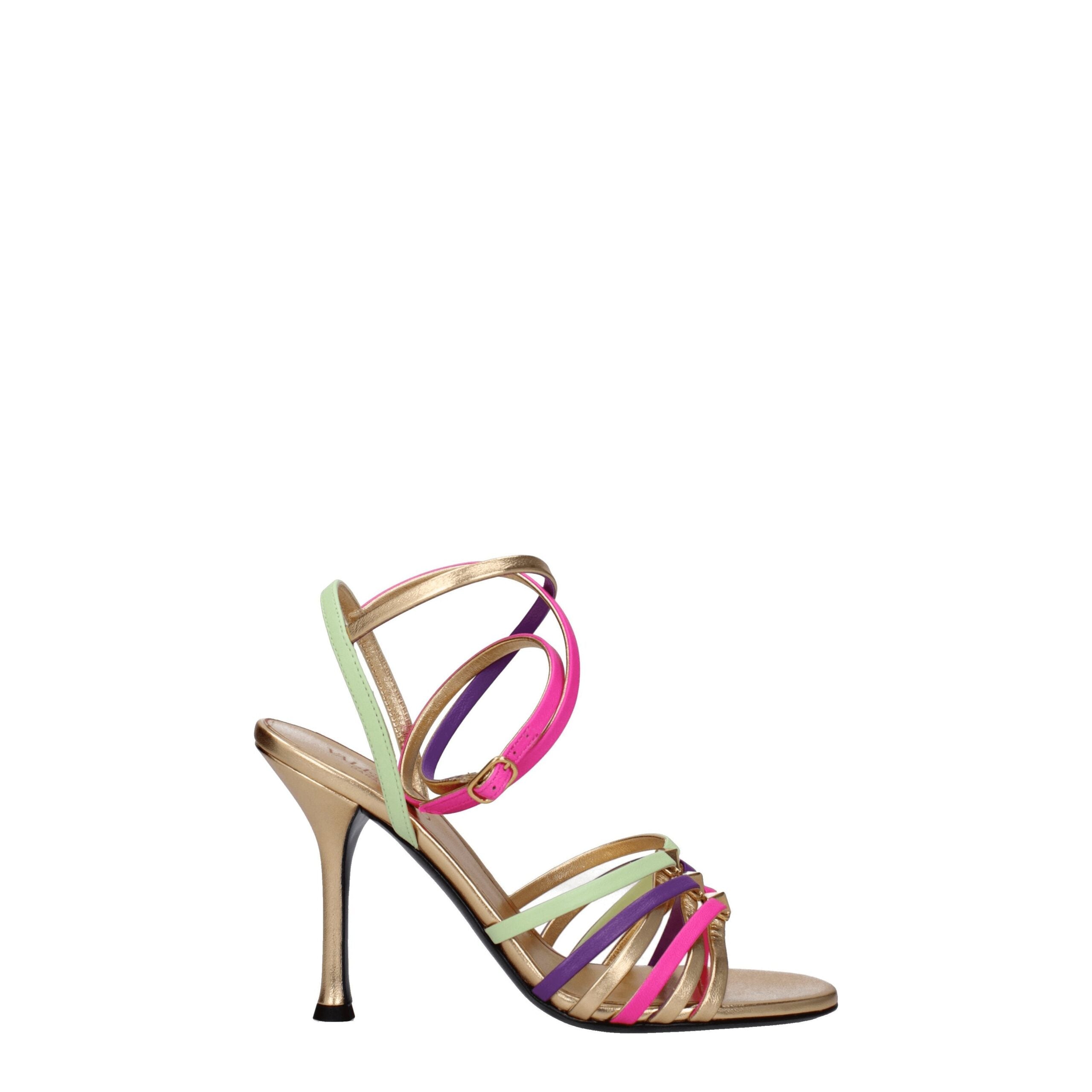 Multicolor Leather Stiletto Heel Sandals