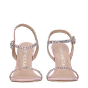 Pink Leather Stiletto Heel Sandals