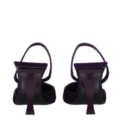 Purple Leather Stiletto Heel Sandals