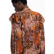 Orange Viscose Women Shirt